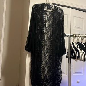 Black throw over lace detailed